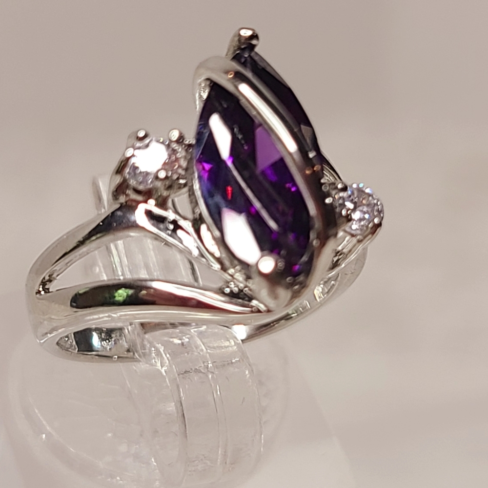 Purple Marquise cut simulated gemstone Ring